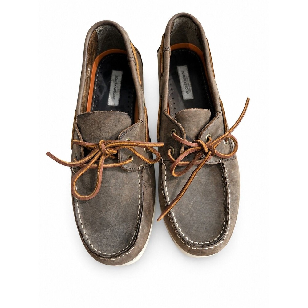 Joseph Abboud Men's Brown Leather Boat Shoes Lace-Up Casual Loafers Size 11
